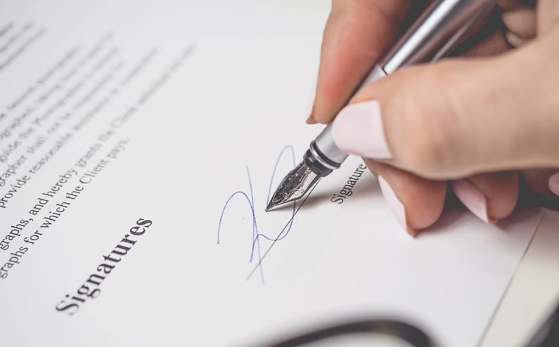 A formal offer in the recruiting process needs to have a signature 