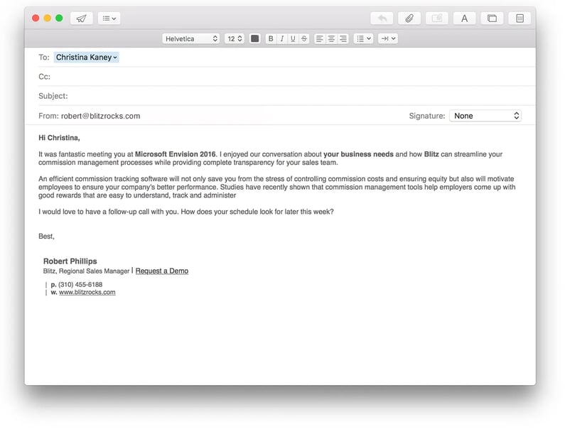 Example Sales Email Formula: AIDA